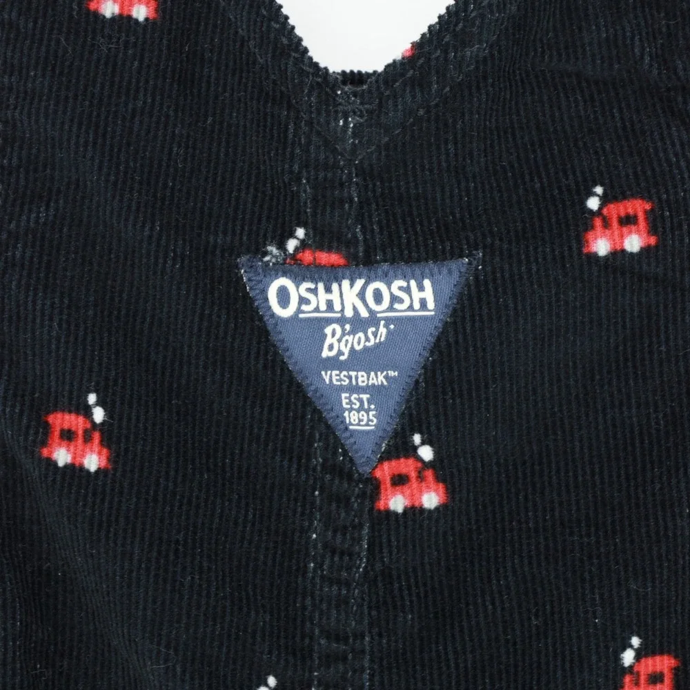 OshKosh Bgosh Toddler Boys Black Corduroy Train Embroidered Overalls 24M Vestbak